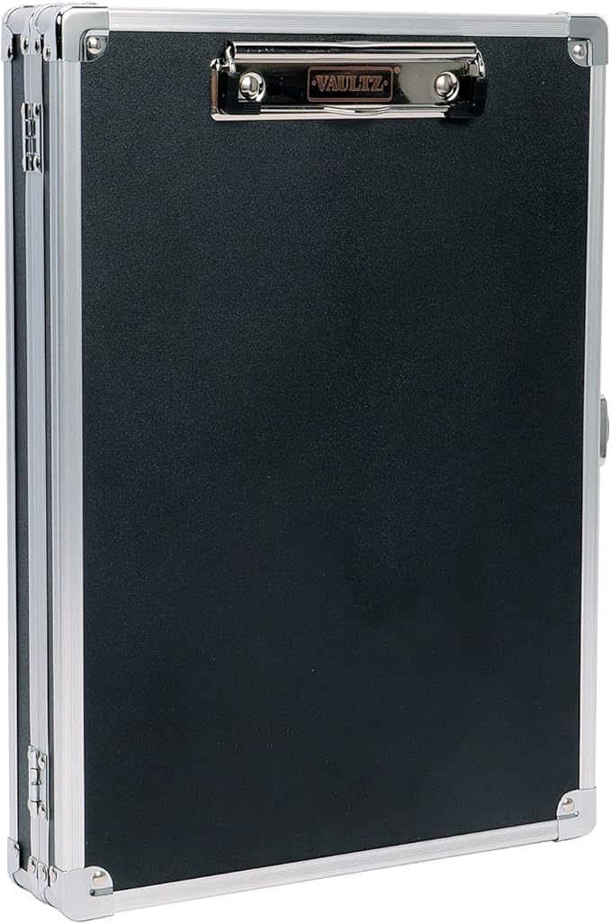 Vaultz Locking Storage Clipboard for Letter Size Sheets, Key Lock, Black (VZ00151)