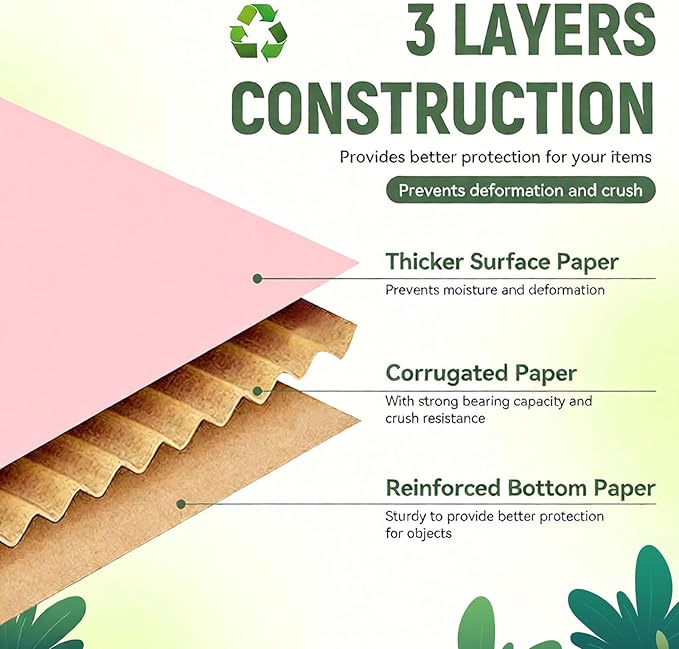 12"x9"x4" Shipping Boxes Set of 5, Pink Corrugated Cardboard Box Literature Mailer