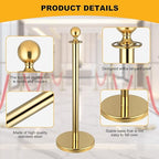 8 PCS Stainless Steel Stanchion Post,5Ft Red Velvet Rope, Hollow Base and Velvet Ropes Safety Barriers Set, Poles Crowd Control Barriers for Red Carpet Themed Decoration (8)