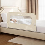 HOMEAL Bed Rail for Toddlers with U-Shape Base - 47"x24" Foldable Baby Bed Rail Guard for King Queen Full Twin Size Bed, Beige, 1 Pack