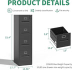 4 Drawer File Cabinet,Black Vertical File Cabinet with Lock for A4/Letter/Legal Size Files,Steel Filing Cabinets for Home Office,Assembly Required