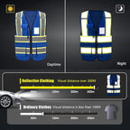 AYKRM 11 color High Vis Reflective Safety Vest for Women Men Security Pocket Zipper