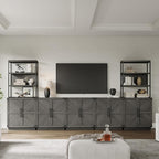 SICOTAS Sideboard Buffet Cabinet with Storage - Modern Farmhouse Credenza with Doors and Adjustable Shelves Fluted Kitchen Buffet Storage Cabinets Coffee Bar Cabinet
