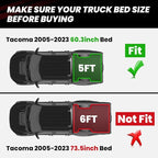 LASFIT Bed Mat for Toyota 2005-2023 Tacoma (5FT,61.3'' Bed) Truck Bed 5ft, All Weather TPE Car Bed Liner for Toyota Tacoma 2023 2022-2005 Accessories Truck Mat &Cargo Liner (Not Fit Drop-in Liners)