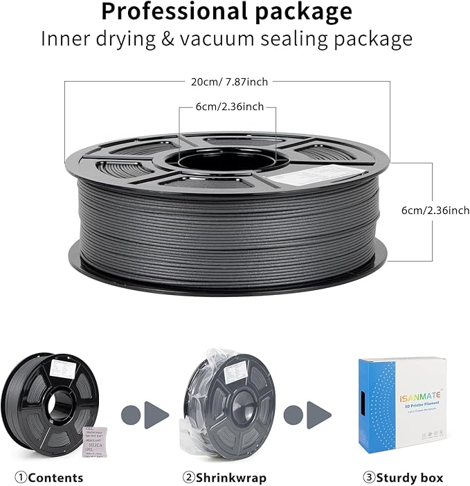 iSANMATE ASA-GF 3D Printer Filament, 15% Glass Fiber Reinforced, Superior Weather & UV Resistance, High Strength & Thermal Stability for Outdoor & High-Impact Applications (1kg, Grey)