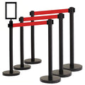 VIP Crowd Control Retractable Belt Queue Safety Stanchion Barrier Set,36" Ht, 78" Red Belt + Wall Bracket (6 Posts Red Belt + SFrame + WBracket)