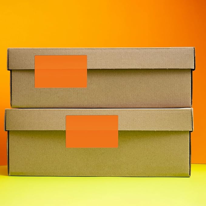 Orange Rectangle Stickers 3 x 2 Inch Color Coding Labels Vinyl Roll Self-Adhesive Waterproof Removable 500 PCS