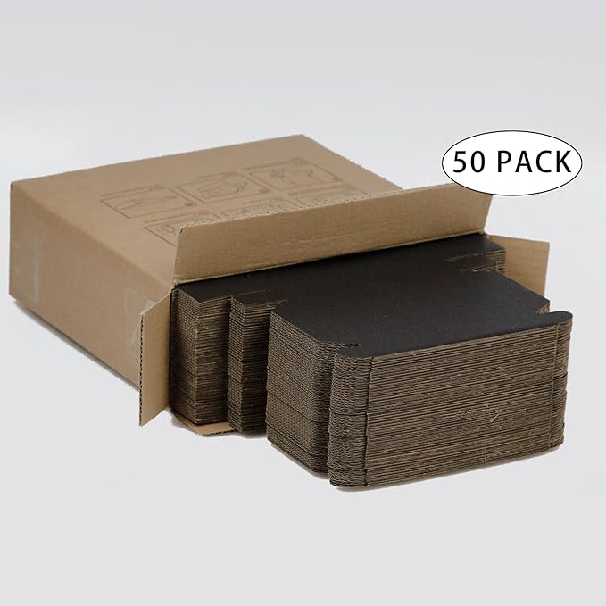 50 Pack 6x4x1 Inches Small Shipping Boxes, Black Corrugated Cardboard Boxes, Moving Mailing Packing Box