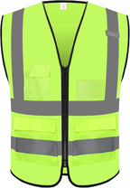 Reflective Safety Vest for Men Women with 5 Pockets and Zipper Front High Visibility Construction Vest Meets ANSI/ISEA Standards
