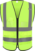 Reflective Safety Vest for Men Women with 5 Pockets and Zipper Front High Visibility Construction Vest Meets ANSI/ISEA Standards