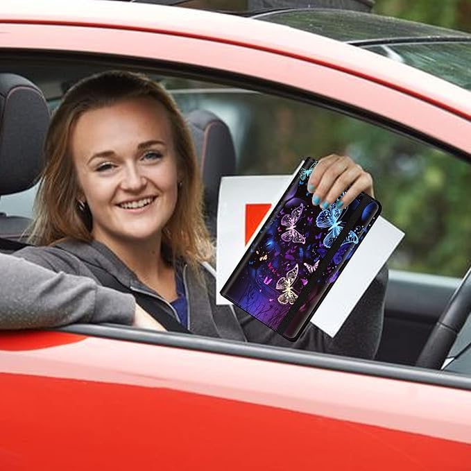 Car Registration and Insurance Holder, Leather Car Glove Box Organizer, Cool Car Accessories for ID, Driver's License Cards & Essential Document,business cards,Men&WomenBling Butterfly