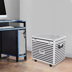 Rolling Cart for Teachers, Rolling File Cart with Hanging Folders, Portable File Box with Handle, Aluminum Alloy, Passcode Lock, Striped Pattern