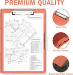 Rimilak Plastic Clipboard with Storage, Side Opening with 2 Compartment, Size 13.3 x 9.4 x 1.5 Heavy Duty High Capacity Nursing Box for Work School & Office Supplies, Orange