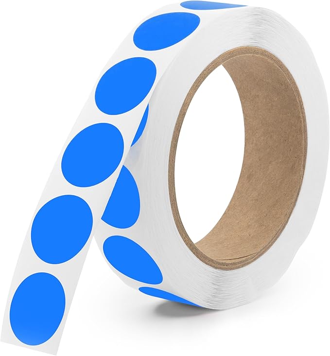 Blue 1-Inch Circle Dot Stickers – 1,000 Round Strong Adhesive Labels per Roll, Colored Stickers for Garage Sale Price Tags, Classroom, Inventory, Office & Yard Sale Supplies, Made in USA