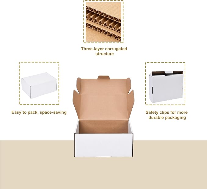 12x9x4 Inches Shipping Boxes Set of 20,White Corrugated Cardboard Box Literature Mailer for Small Business, Literature Mailer Box Packaging Supplies
