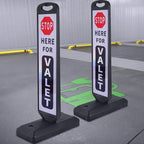 2 Pack 43" x 9.6" inch Double Sided Pedestrian Crosswalk Sign, 21.8" x 9.6" x 4" Durable HDPE Water Filled Base, Portable High Visibility Reflective Traffic Safety Parking STOP Signs (White-2Pack)