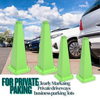 BESEA 3 Pack 28" Bright Green Traffic Safety Cones with Weighted Base, High-Visibility Parking Cones for Driveways, Business Parking Lots, Garages, Indoor/Outdoor Use