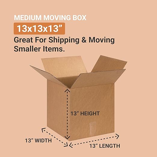Aviditi 13 x 13 x 13 Corrugated Cardboard Boxes, Medium 13"L x 13"W x 13"H, Pack of 25 | Shipping, Packaging, Moving, Storage Box for Home or Business, Strong Wholesale Bulk Boxes