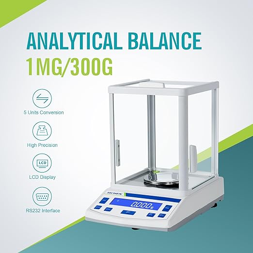 LICHEN Lab Scale High Precision Scale Laboratory 0.001gx300g Accuracy Digital Analytical Balance with Calibration Jewelry Weigh(300g,1mg)