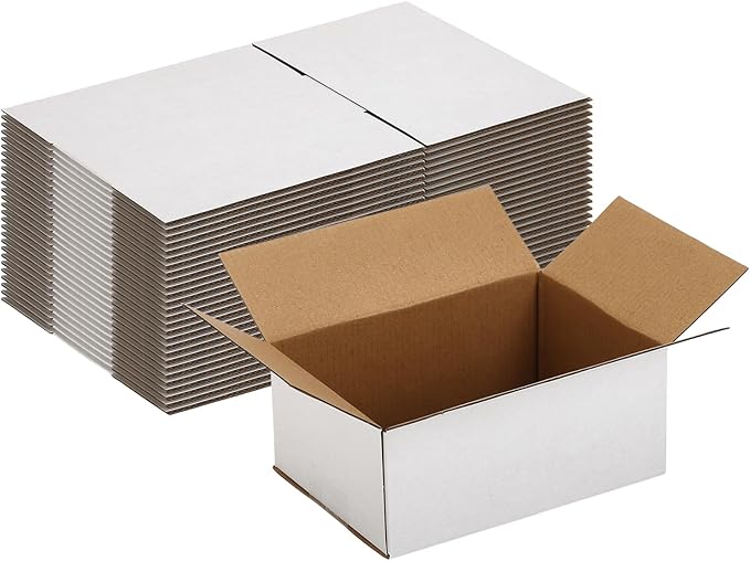 25 Pack Shipping Boxes 7x5x3 Inches, White Corrugated Cardboard Mailing Box for Packing, Mailing, Small Business,Literature Mailer