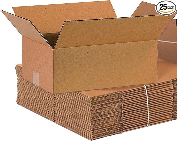 BOX USA 16 x 10 x 6 Corrugated Cardboard Storage Boxes, Medium 16"L x 10"W x 6"H, Pack of 25 | Shipping, Packaging, Moving for Home or Business, Strong Wholesale Bulk Boxes