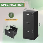 DEVAISE 3 Drawer File Cabinet with Lock, Vertical Wood Filing Cabinet for Home Office, Printer Stand for Letter and A4 Size, Black