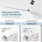 MaxGear Glass White Board 36x24 Inches Brilliance White Magnetic Dry Erase Board Wall Mounted Whiteboard, Large Frameless Whiteboard with 1 Eraser,3 Markers and 6 Magnets for Office, School, Home
