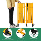 23FT Industrial Expandable Barricade Folding Security Gate with Wheels,Retractable Driveway Gate with Aluminum Fence