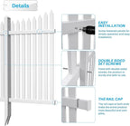 Patio Vinyl Fence 36" Hx84 L (1Set) Outdoor White Picket Fence Panels Privacy Decorative, PVC Garden Fence Temporary Fencing for Backyard Porch Dogs, Suitable for Soft Ground (20 Scalloped Pickets)