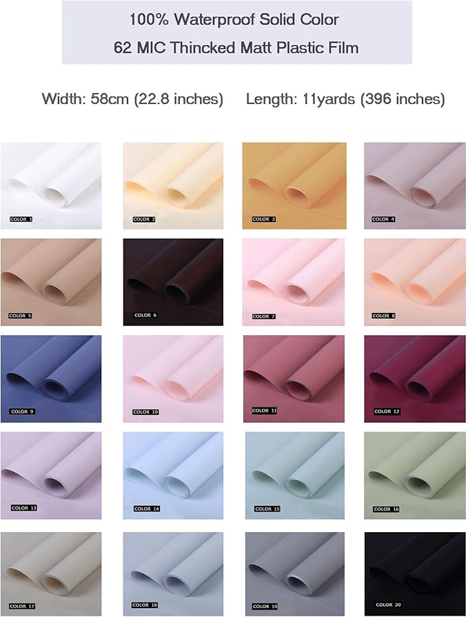 FWSA WRAPS Flower Wrapping Paper Roll Korean Floral Bouquet Packing Supplies Waterproof Fresh Flowers Gift Packaging Marterials (COLOR 8)