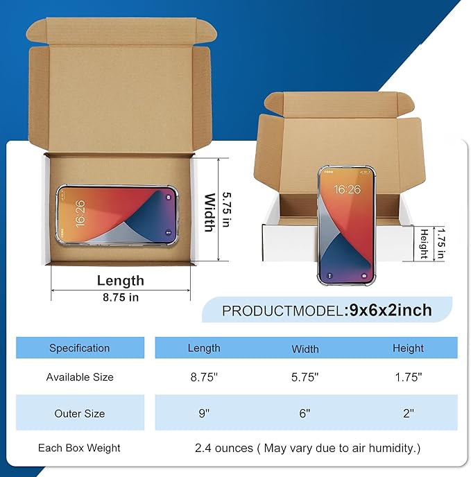 Famagic Small Packing Boxes - 25 Pack 9x6x2 Inches White Shipping Boxes, Corrugated Cardboard Mailer Boxes for Small Business, Mailing Boxes for Packaging, Bulk