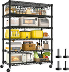 PrimeZone 6 Tier Wire Shelving with Wheels 79''H 1500lbs Storage Shelves NSF Certified Heavy Duty Steel Metal Shelf Adjustable Rolling Rack Kitchen Garage Closet Pantry Laundry 79''HX36''WX16''D
