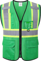 Reflective Safety Vest for Men Women with Multiple Pockets High Visibility Mesh Vest Hi Vis Construction Work Vest,Meets ANSI/ISEA Standards(EK1-178-Green-S)