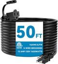 K KASONIC - 50 Feet Outdoor Extension Cord, ETL Listed, SJTW 16AWG/13A 3 Prong Power Cord Extension for Home or Office Use, Black