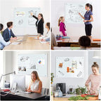 Magnetic Glass Whiteboard, 8' x 4' Glass Dry Erase Board for Wall, 96" x 48" Large Frameless White Board with 1 Marker Tray and 10 Magnets for Office, Home, Classroom - Normal White