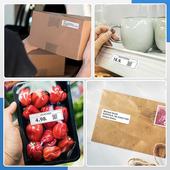 Suminey 10 Rolls Compatible Address Labels for Brother DK-11201/DK-1201, 1.1" x 3.5" Continuous Refillable Shipping Labels, High Adhesive & Smudge-Proof Replacement for Brother DK-11201 Cartridges