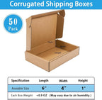 50 Pack Small Corrugated Cardboard Boxes for Packing and Mailing, Literature Mailer (Internal Size: 6x4x1 Inch)