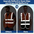 BeautyWill 10/20 Pack Custom Logo Safety Vest,Bulk High Visibility Class 2 Reflective Work Vests
