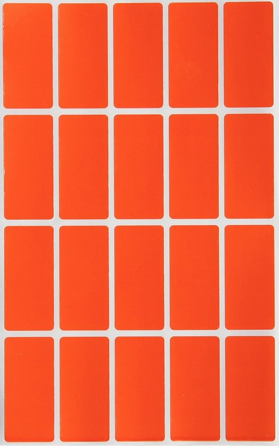 Royal Green Orange Rectangular Colored Labels 1.57inch x 0.75 inch - Rectangle Color Code Stickers (40mm x 19)- 100 Pack