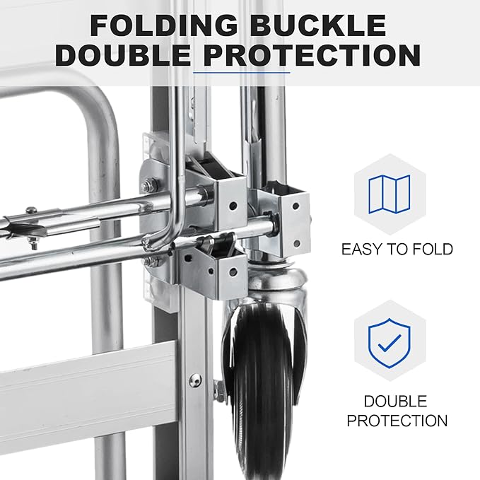 3in1 Aluminum Hand Truck,Convertible Hand Truck Dolly Large Size 1000 lb Capacity, Utility Cart Converts from Hand Truck to Platform Cart with 10" Hi Tech Rubber Wheels