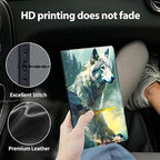 Car Registration & Insurance Holder, Leather Glove Box Organizer, Cool Accessories for ID, Driver's License Cards & Essential Documents, Business Cards, Men & Women, Forest Wolfs