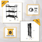 Olympia Tools 85-189 Pack N Roll Collapsible Service Cart, XL, 300LB Capacity, Black