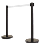VIP Crowd Control Retractable Belt Stanchion Queue Safety Barrier Set, 36" Ht, 78" Belt + Wall Bracket (6 Posts White Belt + SFrame + WBracket)