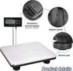 Shipping Scale 660lbs LCD Digital Postal Scale, Stainless Heavy Duty Postage Scale for Packages, 300kg Capacity Platform Scale for Shipping Weighing（14"X 12"）