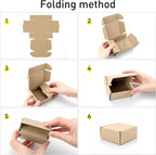 Ellbest 20pcs Mini Packing Boxes, Kraft Paper Boxes, 1.5 mm Thick for shipping, Storaging Small items, 3.38 * 3.38 * 1.53 inches Kraft Brown Boxes for Storage