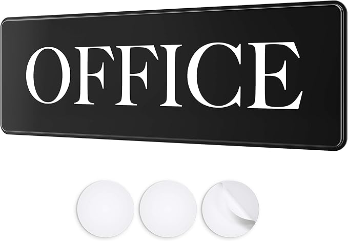 The Office Sign Door Sign - 9" by 3" - Professional Office Signs For Business or Home - Includes Double-Sided Adhesives For Easy Application