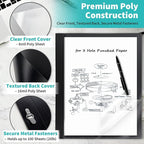 Binditek 20 Pack Clear Front Report Covers with 3 Prongs, 100-Sheet Capacity, Heavy-Duty Plastic Report Folder with Black Back Covers, 3 Metal Prongs Fasteners, Card Slot, for Letter Size