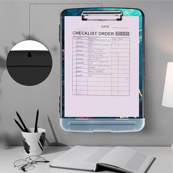 Heavy Duty Plastic Clipboard with Storage & Pen Holder, Low Profile Clip, Teacher Must Haves, Office Supplies