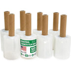 5" x 1000' Industrial Strength Mini Stretch Wrap with Extended Core Handles, Ready to Use Pack of 8 Clear Stretch Film Rolls, 80 Gauge, 500% Elongation - Shrink Wrap for Moving, Packing