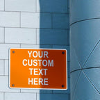 Aluminum Weatherproof Metal Sign Multiple Sizes Custom Personalized Text Here Orange White Warning Horizontal Street Signs 14x10Inches
